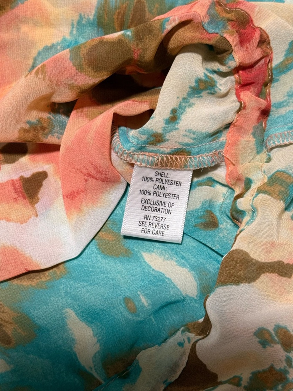 Apt. 9 Turquoise Multi Floral Tie-Front Sheer Blouse - Picture 12 of 15